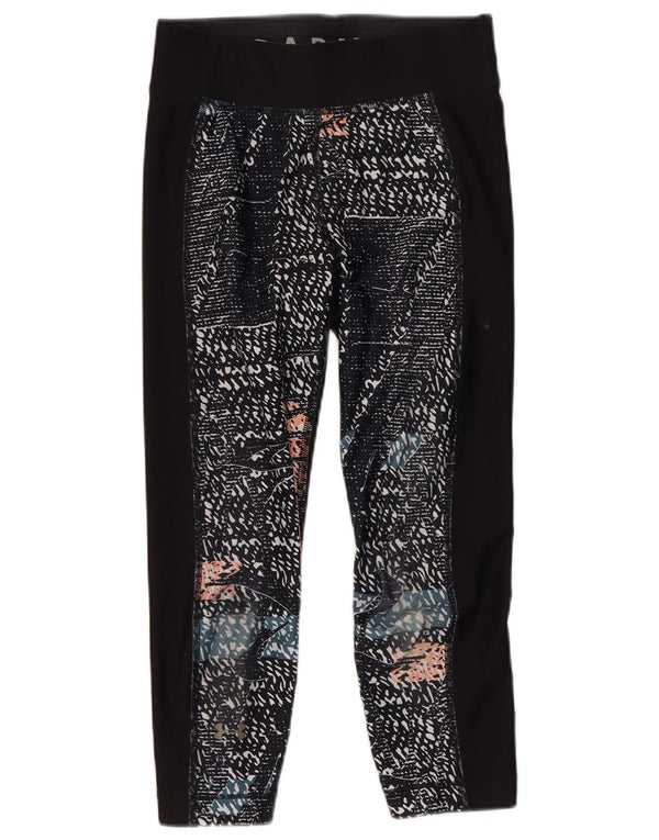 Under Armour Womens Heat Gear Abstract Pattern Capri Leggings UK 4 XS Black