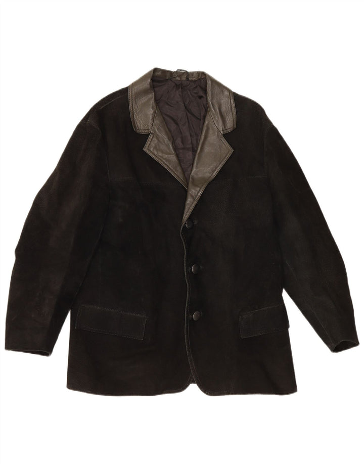 Vintage Mens 3 Button Suede Blazer Jacket UK 38 Medium Black