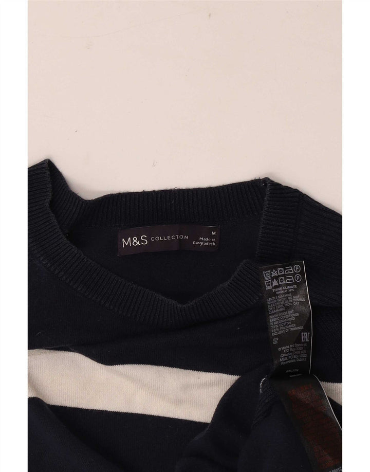 Marks & Spencer Womens Boat Neck Jumper Sweater UK 12 Medium Black Striped