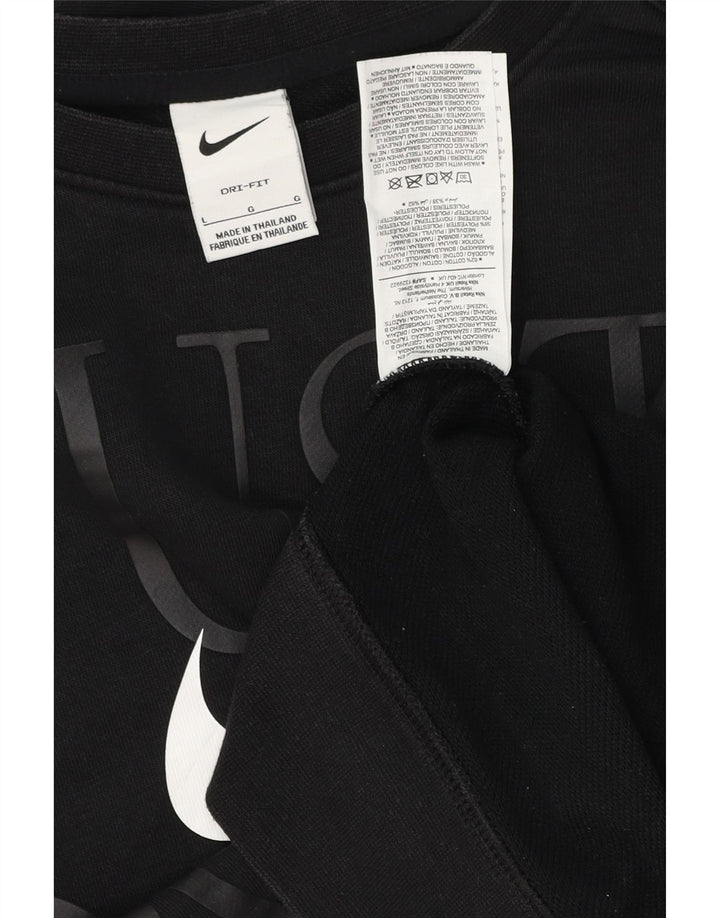 Nike Womens Dri Fit Graphic Oversized Sweatshirt Jumper UK 16 Large Black