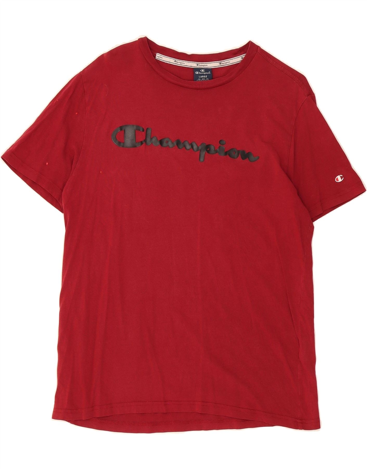 CHAMPION Mens Graphic T-Shirt Top Large Maroon Cotton Vintage
