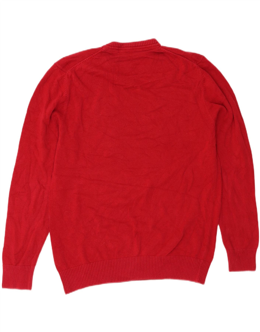CREW CLOTHING Mens V-Neck Jumper Sweater Large Red Cotton