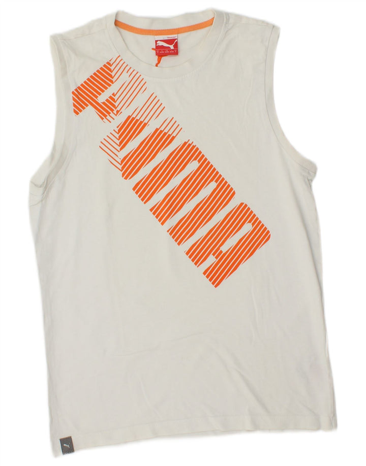 PUMA Mens Graphic Vest Top Small White Cotton