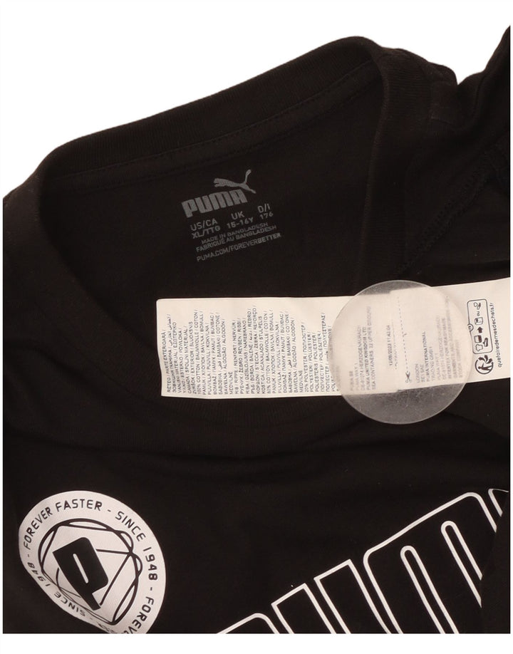Puma Boys Graphic Vest Top 15-16 Years Black Cotton