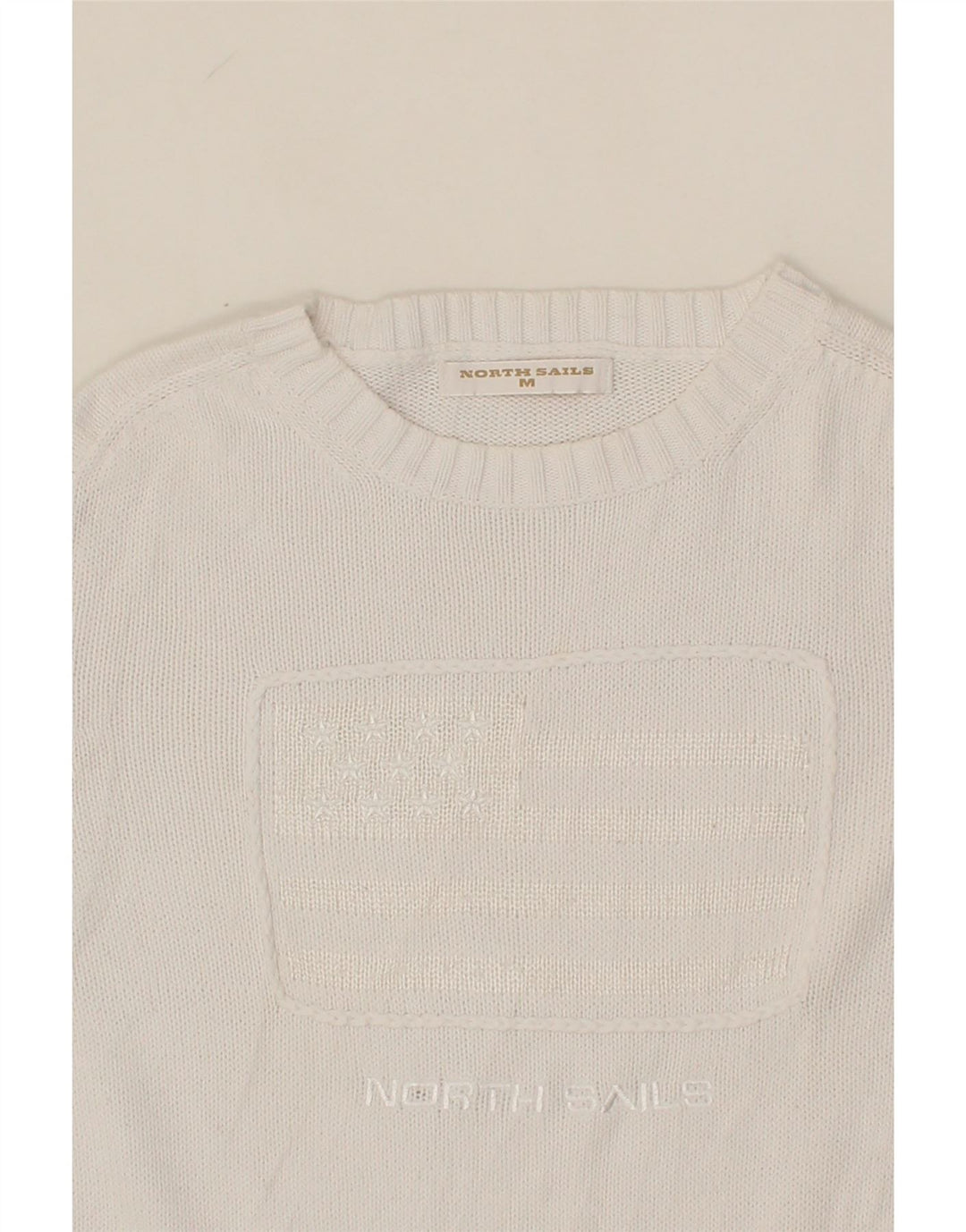 NORTH SAILS Womens Boat Neck Jumper Sweater UK 12 Medium White Cotton Vintage North Sails and Second-Hand North Sails from Messina Hembry 