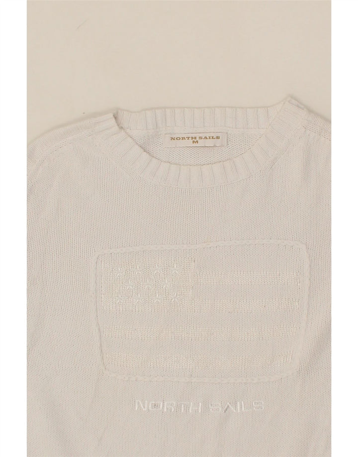 NORTH SAILS Womens Boat Neck Jumper Sweater UK 12 Medium White Cotton Vintage North Sails and Second-Hand North Sails from Messina Hembry 