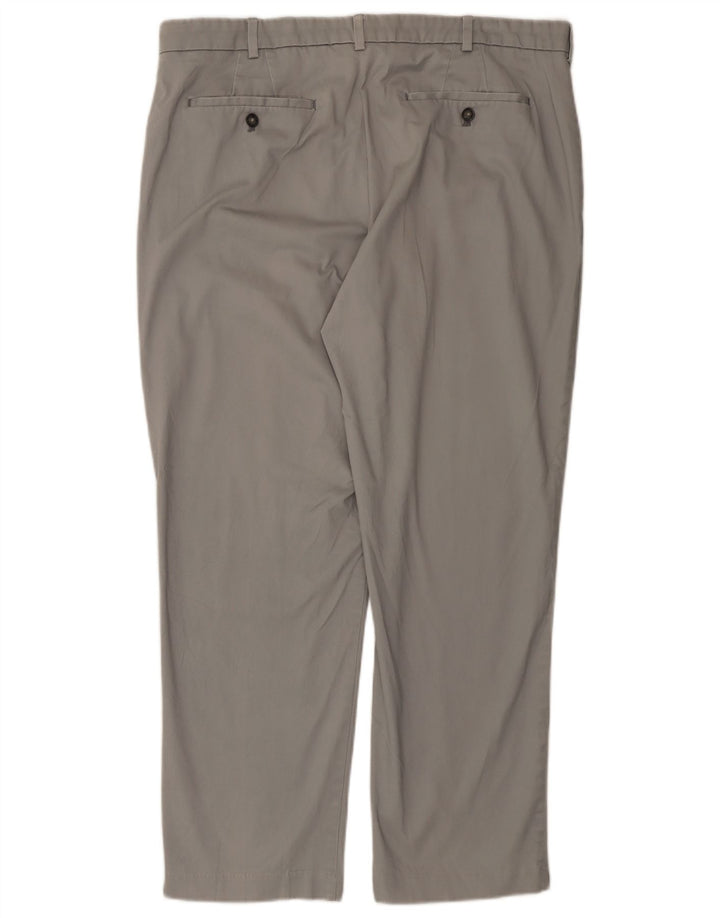 IZOD Mens Straight Chino Trousers W38 L30 Grey Cotton
