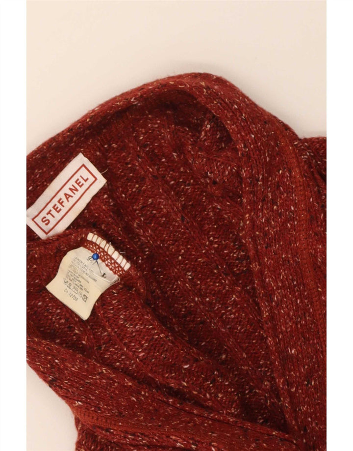 Stefanel Womens Cardigan Sweater UK 16 Large Red Flecked Wool