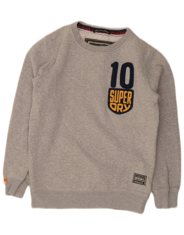 Superdry Mens Graphic Sweatshirt Jumper Small Grey Flecked Cotton