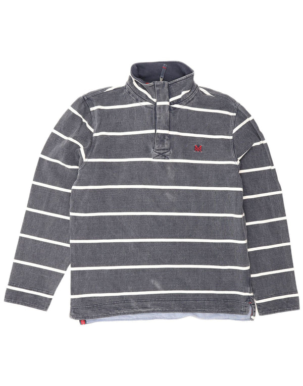 Crew Clothing Mens Zip Neck Sweatshirt Jumper Large Navy Blue Striped