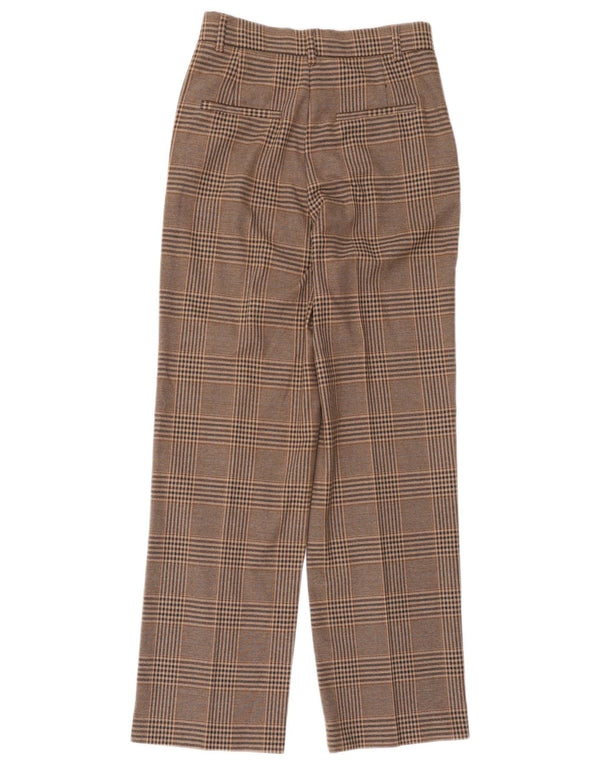 Zara Womens High Waist Tapered Suit Trousers XS W24 L30 Brown Houndstooth