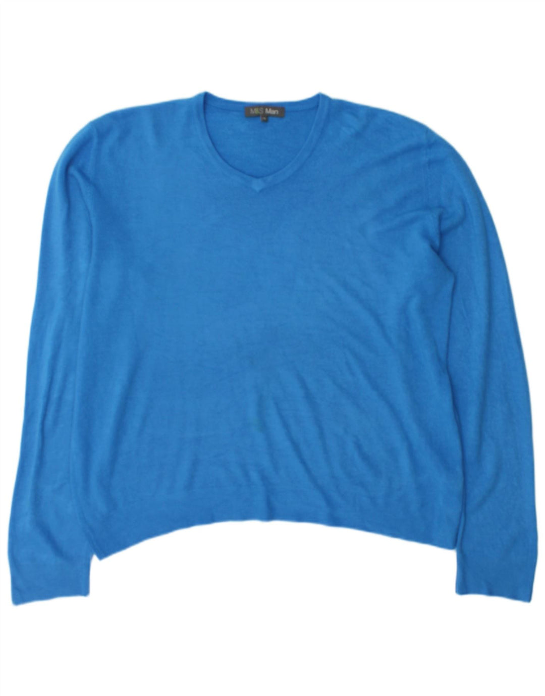 Marks & Spencer Mens V-Neck Jumper Sweater XL Blue Acrylic