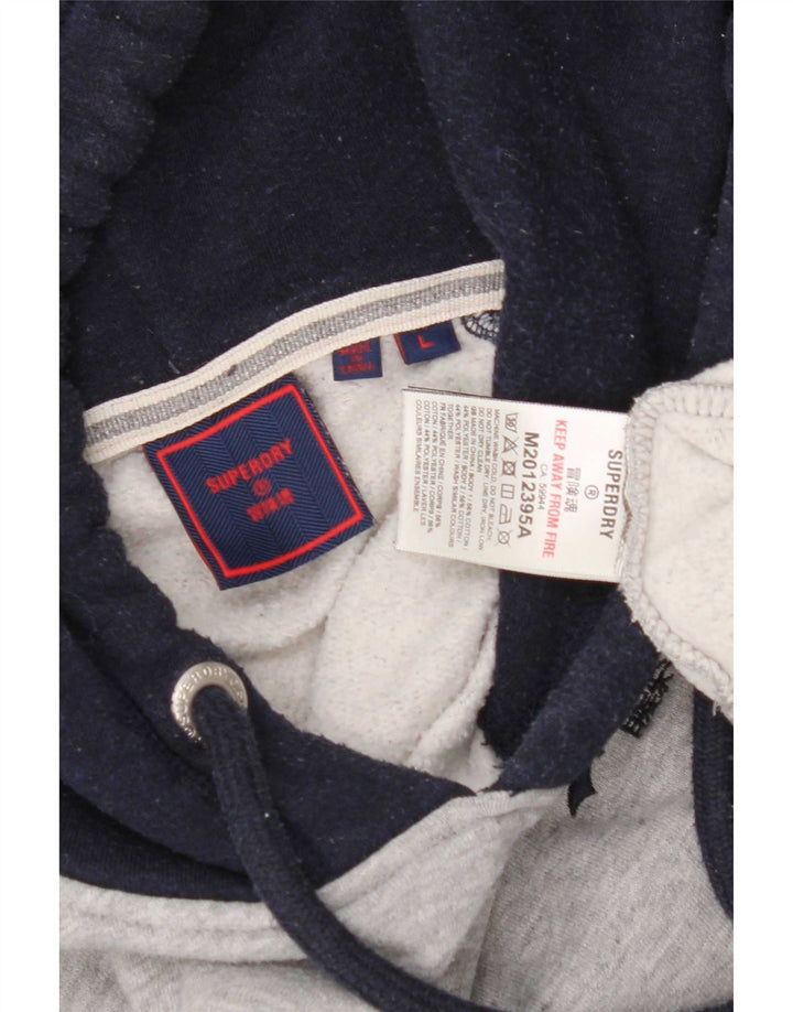 Superdry Mens Hoodie Jumper Large Grey Colourblock Cotton