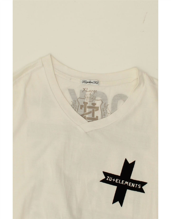 ZU ELEMENTS Womens Regular Fit Graphic T-Shirt Top UK 18 XL White Vintage Zu Elements and Second-Hand Zu Elements from Messina Hembry 