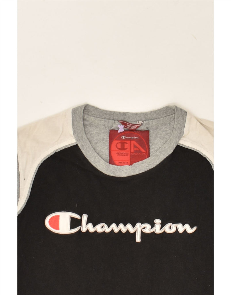 CHAMPION Mens Graphic Vest Top Medium Black Colourblock Cotton | Vintage Champion | Thrift | Second-Hand Champion | Used Clothing | Messina Hembry 