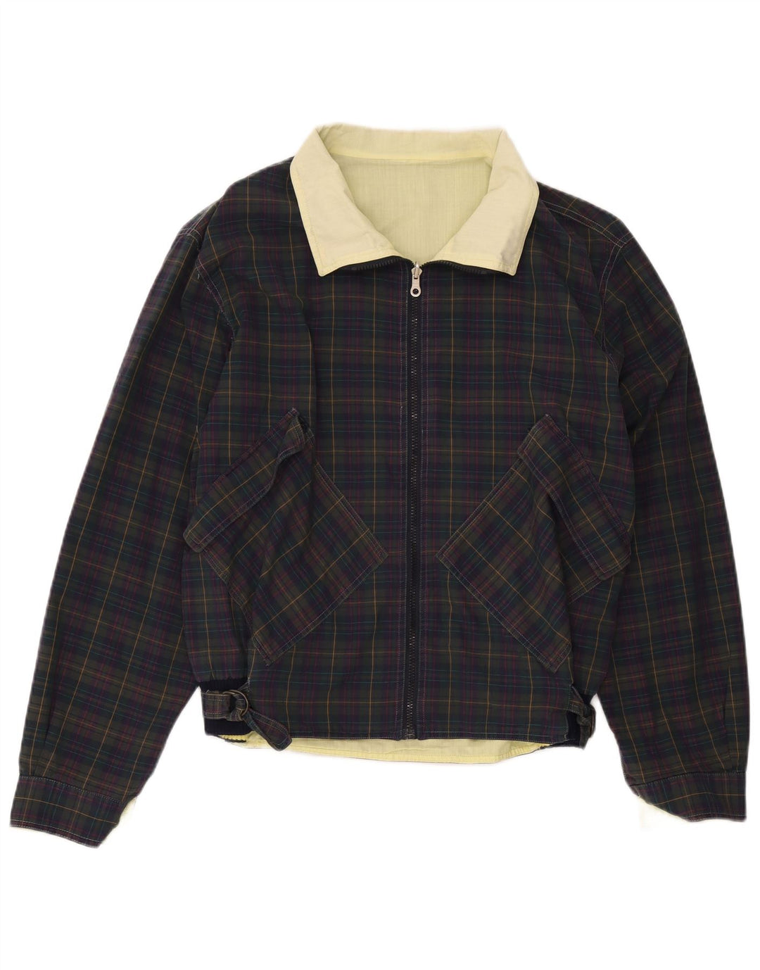 Vintage Mens Bomber Jacket UK 36 Small Navy Blue Check