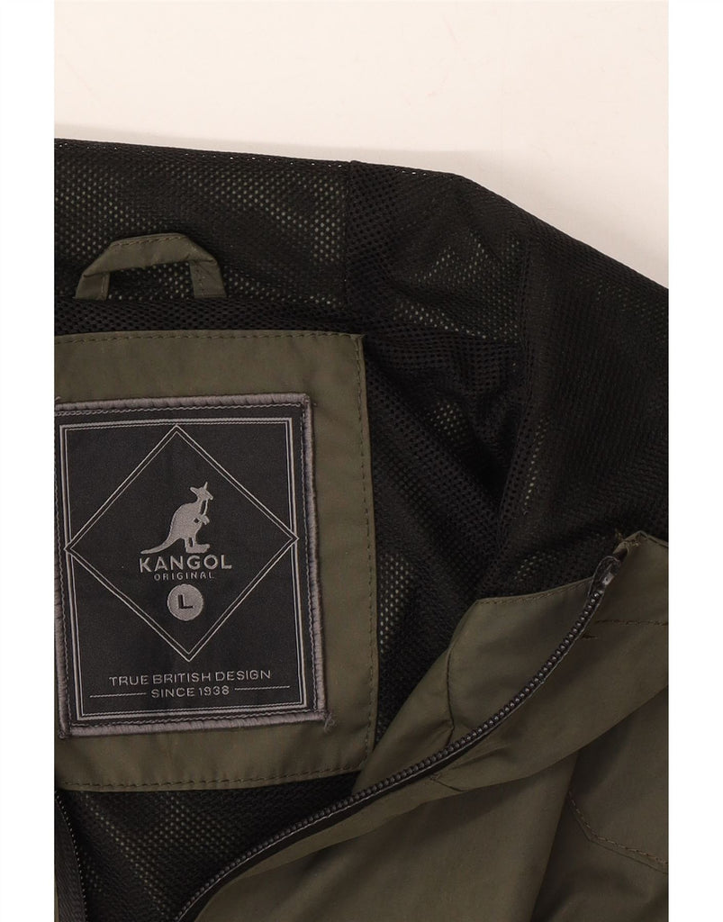 KANGOL Mens Hooded Rain Jacket UK 40 Large Green Polyester Vintage Kangol and Second-Hand Kangol from Messina Hembry 