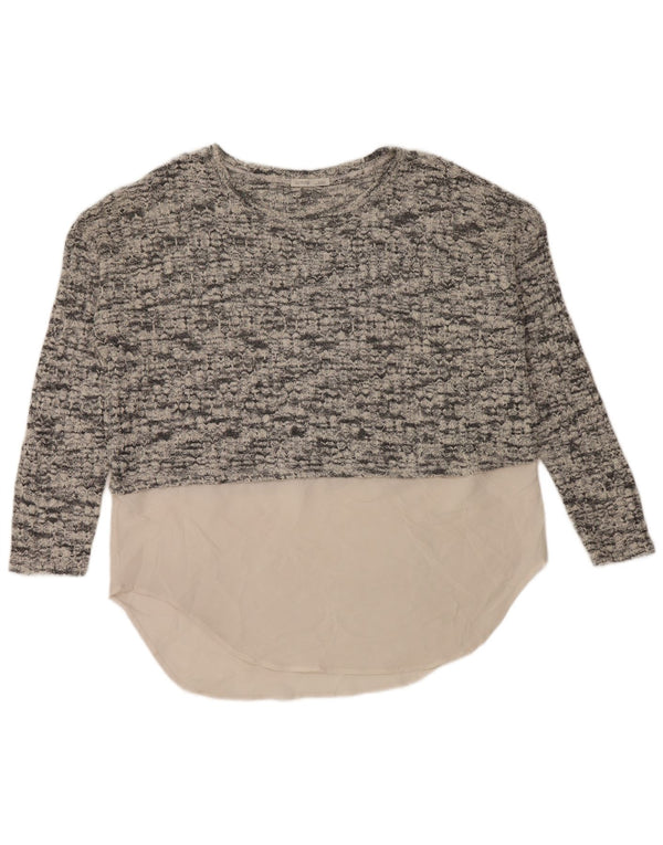 Zara Womens Oversized Boat Neck Jumper Sweater UK 14 Medium Grey