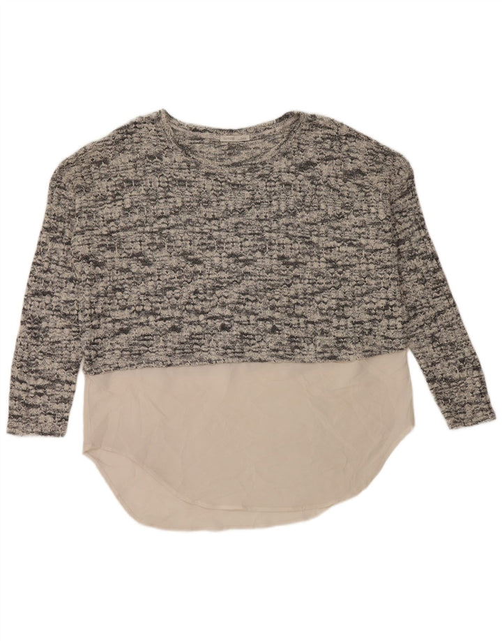 Zara Womens Oversized Boat Neck Jumper Sweater UK 14 Medium Grey