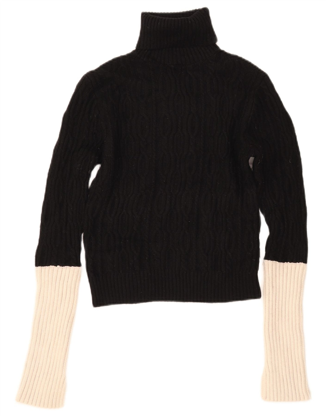 Zara Womens Crop Roll Neck Jumper Sweater UK 14 Medium Black Colourblock