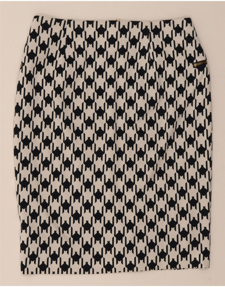 Michael Kors Womens Pencil Skirt US 4 Small W27 Black Houndstooth Polyester