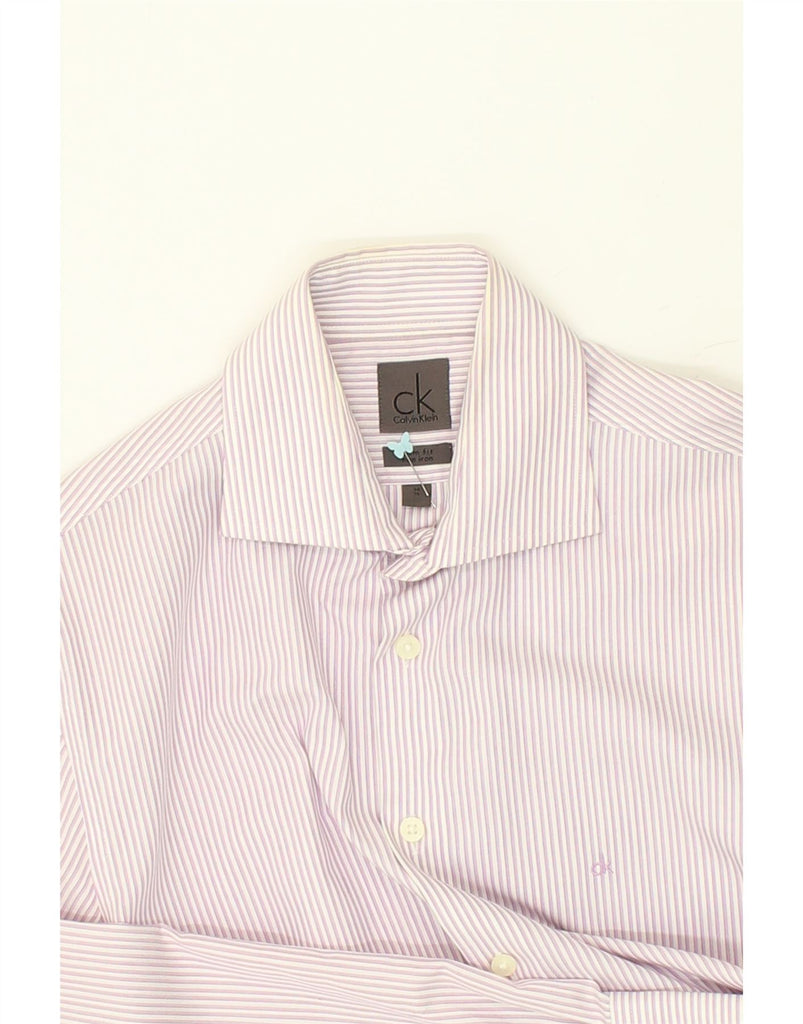 CALVIN KLEIN Mens Slim Fit Shirt Size 15 Medium Pink Pinstripe Cotton | Vintage Calvin Klein | Thrift | Second-Hand Calvin Klein | Used Clothing | Messina Hembry 