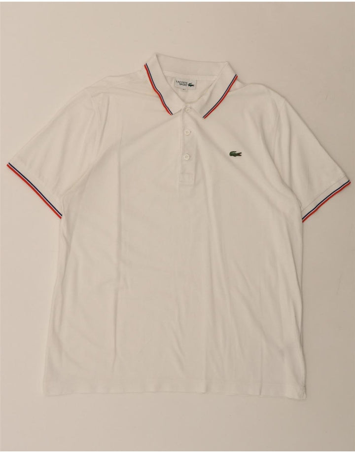 LACOSTE Mens Polo Shirt Size 5 Large White Cotton