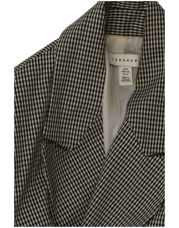 Topshop Womens Loose Fit Blazer Jacket UK 8 Small Black Check