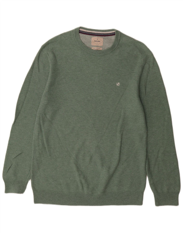 White Stuff Mens Crew Neck Jumper Sweater Medium Green Cotton