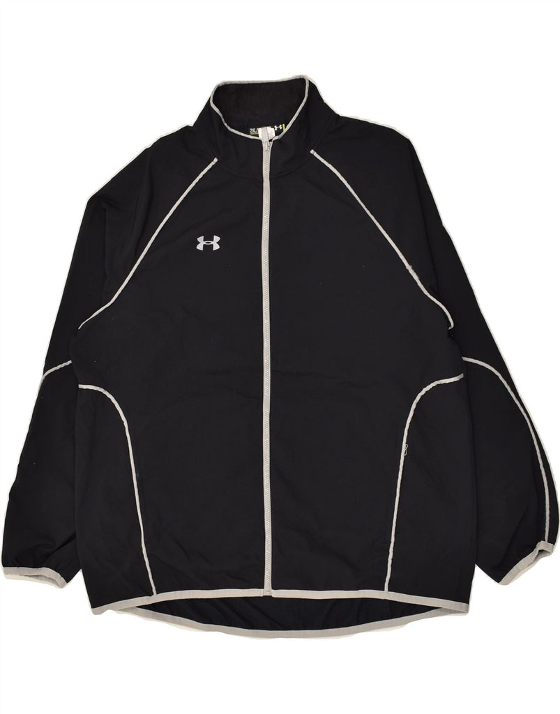 UNDER ARMOUR Mens Tracksuit Top Jacket 2XL Black Polyester | Vintage Under Armour | Thrift | Second-Hand Under Armour | Used Clothing | Messina Hembry 