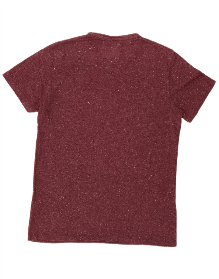 SUPERDRY Mens Graphic T-Shirt Top XL Burgundy Flecked Cotton