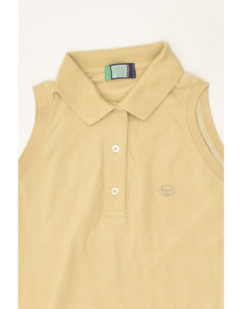 SERGIO TACCHINI Womens Sleeveless Polo Shirt UK 12 Medium Yellow | Vintage Sergio Tacchini | Thrift | Second-Hand Sergio Tacchini | Used Clothing | Messina Hembry 