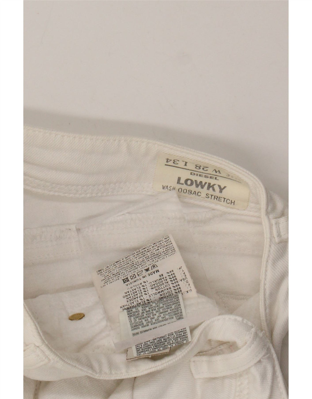 DIESEL Womens Lowky Slim Jeans W28 L34 White Cotton