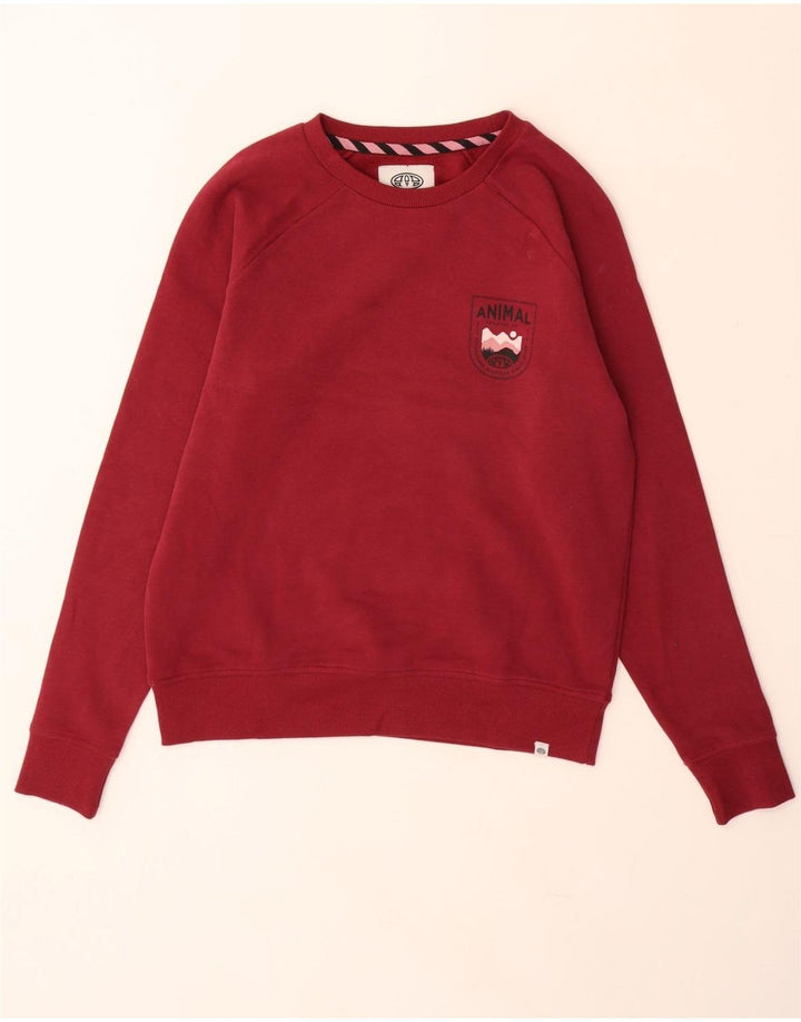 ANIMAL Womens Graphic Oversized Sweatshirt Jumper UK 10 Small  Burgundy