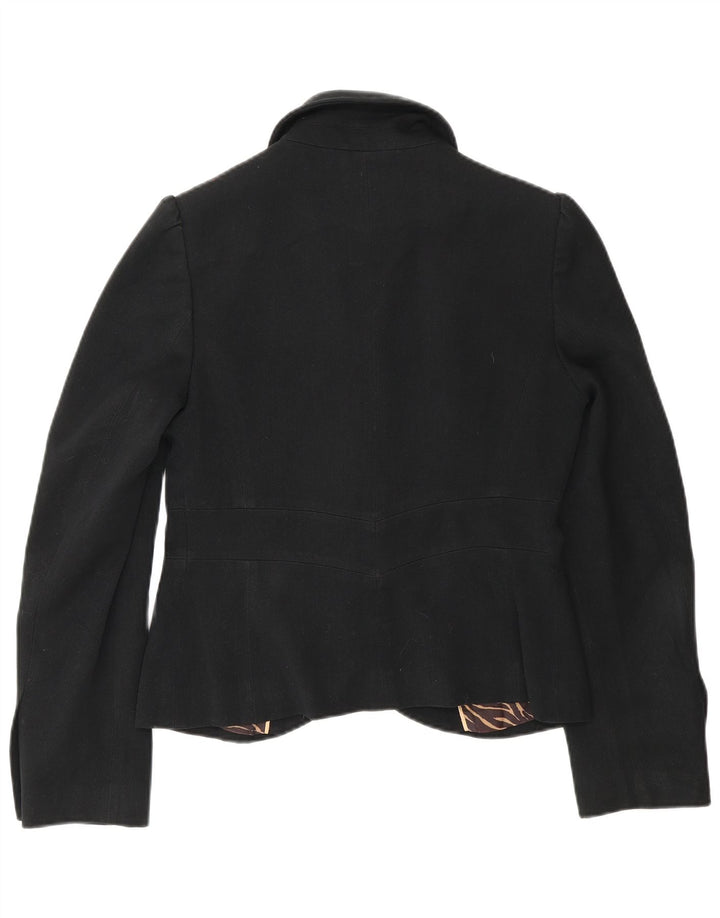 Marks & Spencer Womens 1 Button Blazer Jacket UK 10 Small Black Polyester
