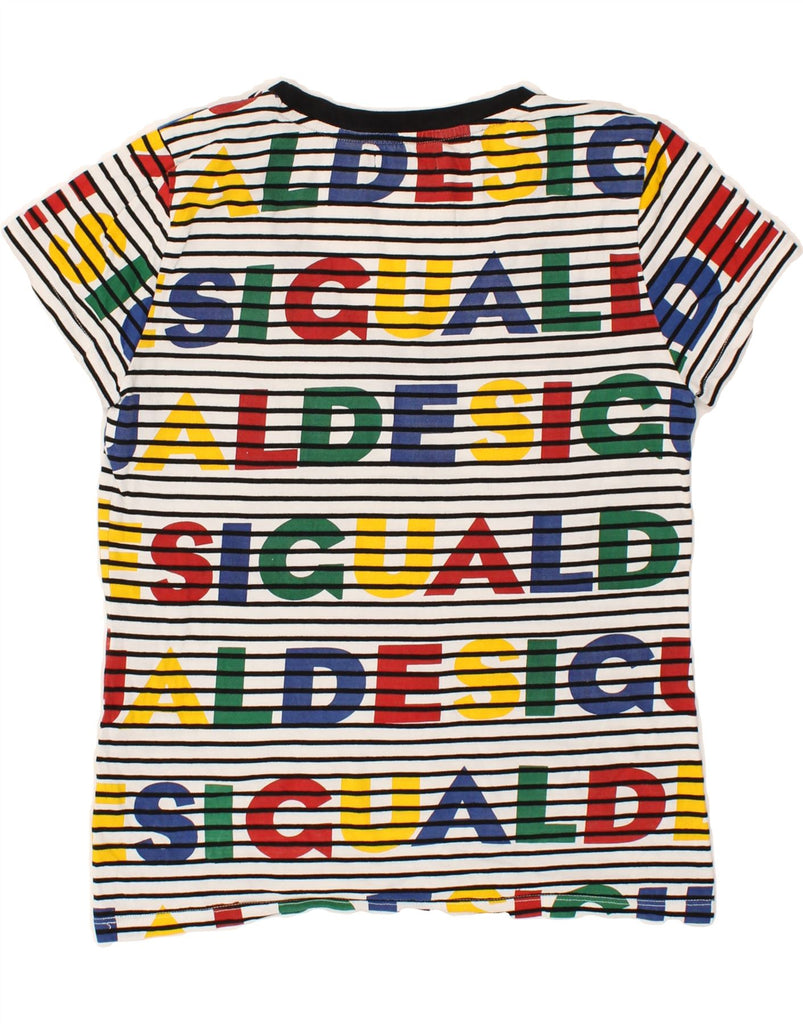 DESIGUAL Womens Graphic T-Shirt Top UK 14 Medium Multicoloured Striped | Vintage Desigual | Thrift | Second-Hand Desigual | Used Clothing | Messina Hembry 