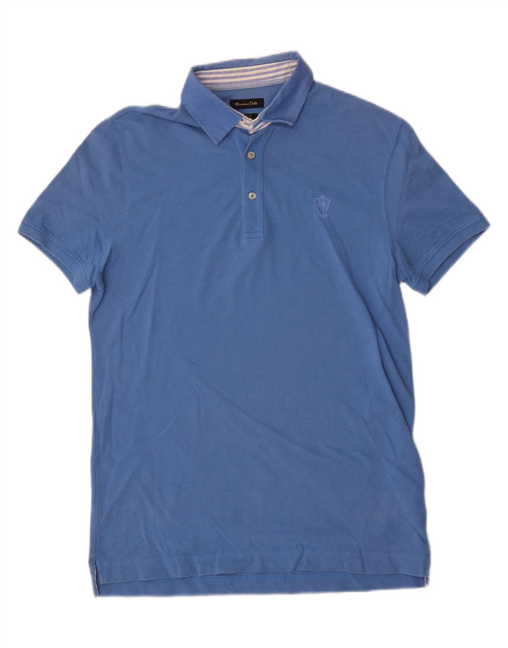 Massimo Dutti Mens Regular Fit Polo Shirt Medium Blue Cotton