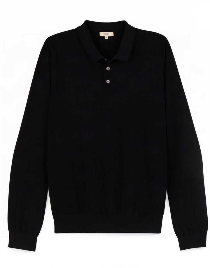 Reiss Mens Polo Neck Jumper Sweater Large Navy Blue Wool