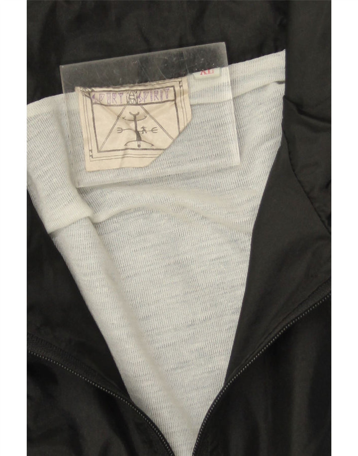 Vintage Mens Tracksuit Top Jacket XL Black Colourblock Polyamide