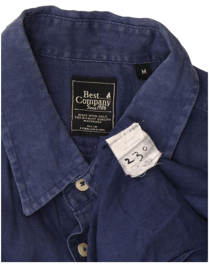 Best Company Mens Shirt Medium Navy Blue Linen