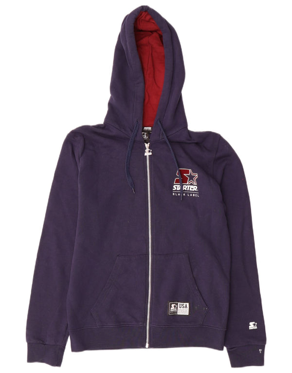 Starter Mens Zip Hoodie Sweater Medium Navy Blue Cotton