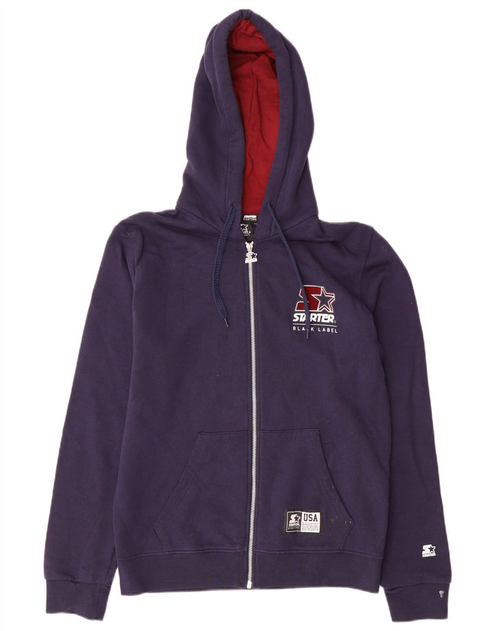 Starter Mens Zip Hoodie Sweater Medium Navy Blue Cotton