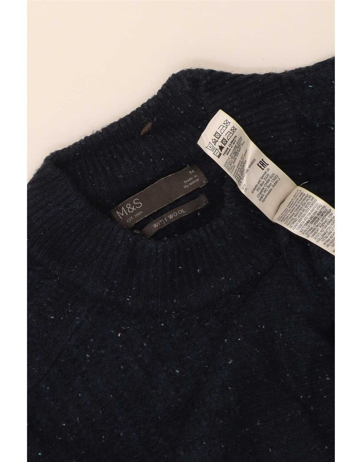 Marks & Spencer Mens Crew Neck Jumper Sweater Medium Navy Blue Flecked