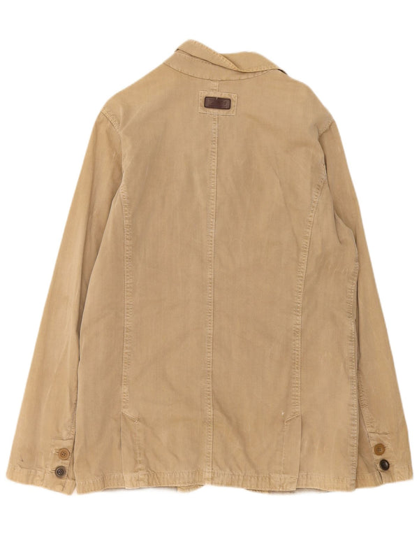 Marlboro Classics Mens 3 Button Blazer Jacket UK 40 Large Beige Cotton