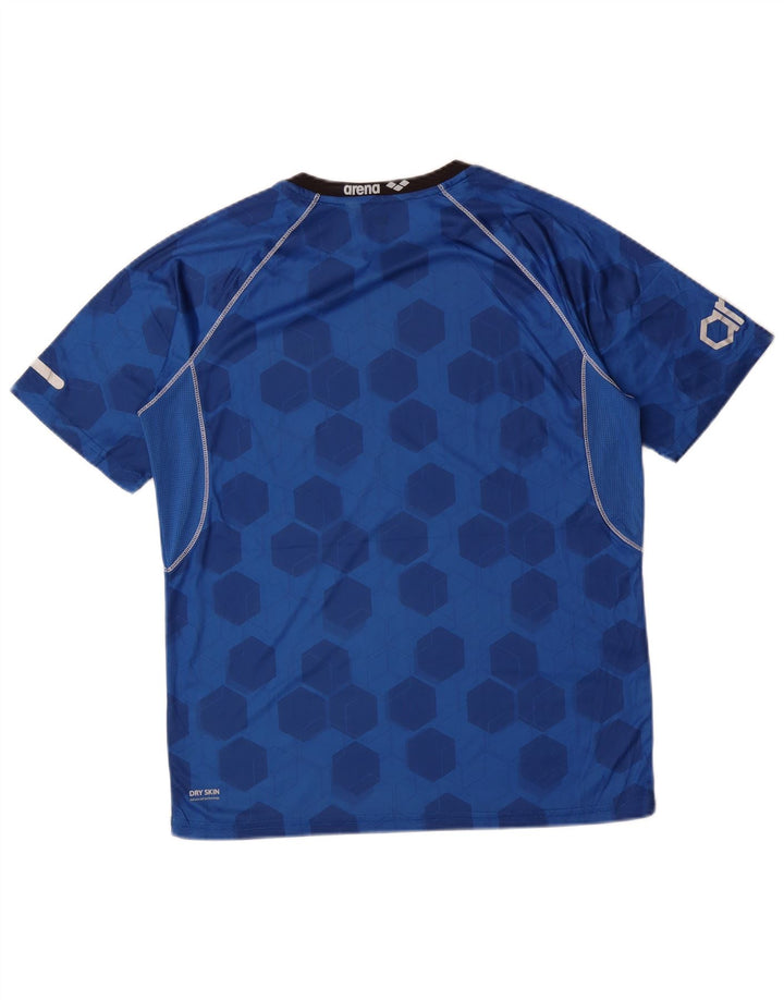 ARENA Mens Graphic T-Shirt Top Small Blue Geometric