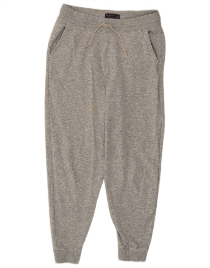 Marks & Spencer Womens Tracksuit Trousers Joggers UK 12 Medium Grey Cotton