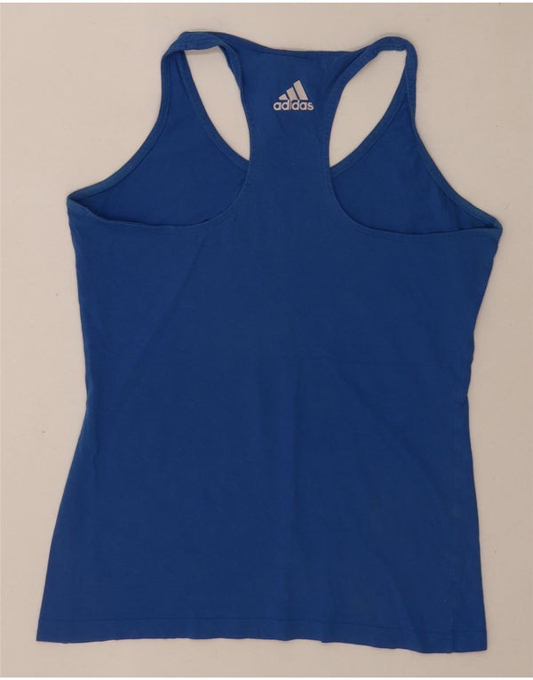 Adidas Womens Graphic Vest Top UK 8/10 Small Blue Cotton