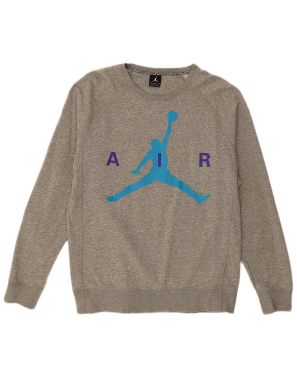 Jordan Mens Graphic Sweatshirt Jumper Medium Grey Cotton