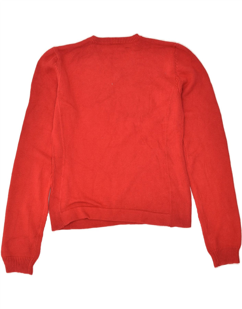 TOMMY HILFIGER Womens V-Neck Jumper Sweater UK 14 Medium Red Cotton | Vintage Tommy Hilfiger | Thrift | Second-Hand Tommy Hilfiger | Used Clothing | Messina Hembry 