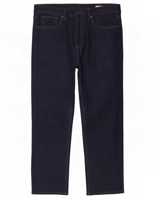 Marks & Spencer Mens Regular Straight Jeans W36 L29 Navy Blue Cotton